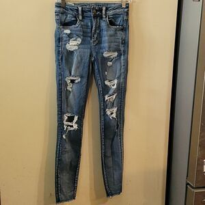 American Eagle crop jeans size 2 long ripped